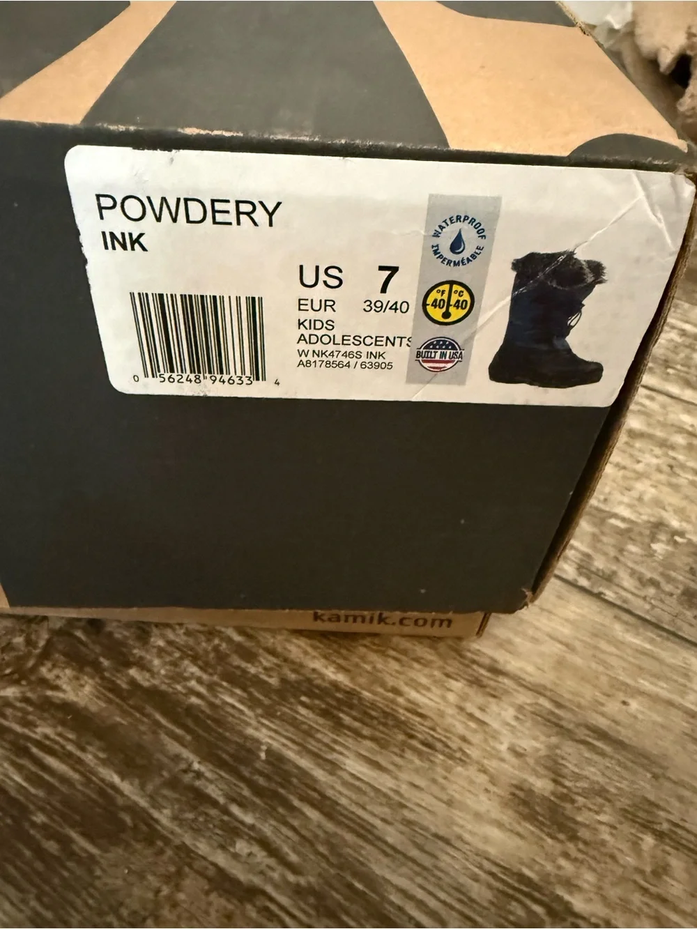 Kamik Kids Ink Blue Powdery Faux-Fur Winter Boots